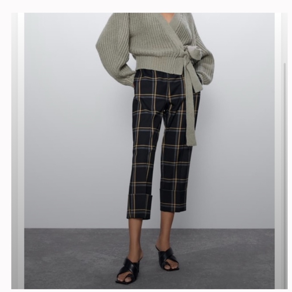 Zara Black Plaid Pants
